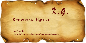 Krevenka Gyula névjegykártya